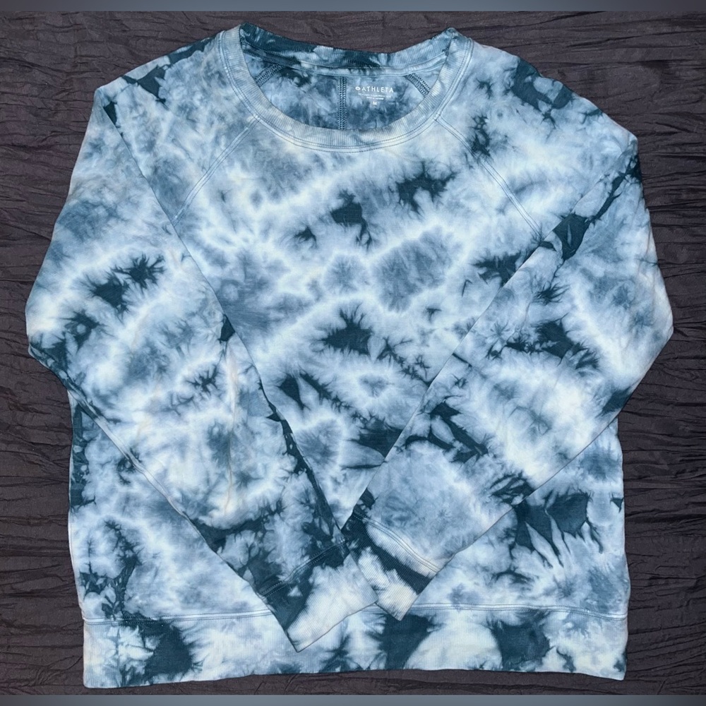 Athleta Tie-Dye Crewneck Blue Sweater